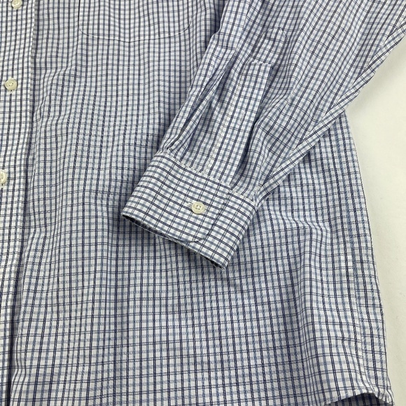 Croft & Barrow Button Up Shirt Mens 17 34/35 No Iron Classic Fit Blue Plaid - Picture 5 of 8